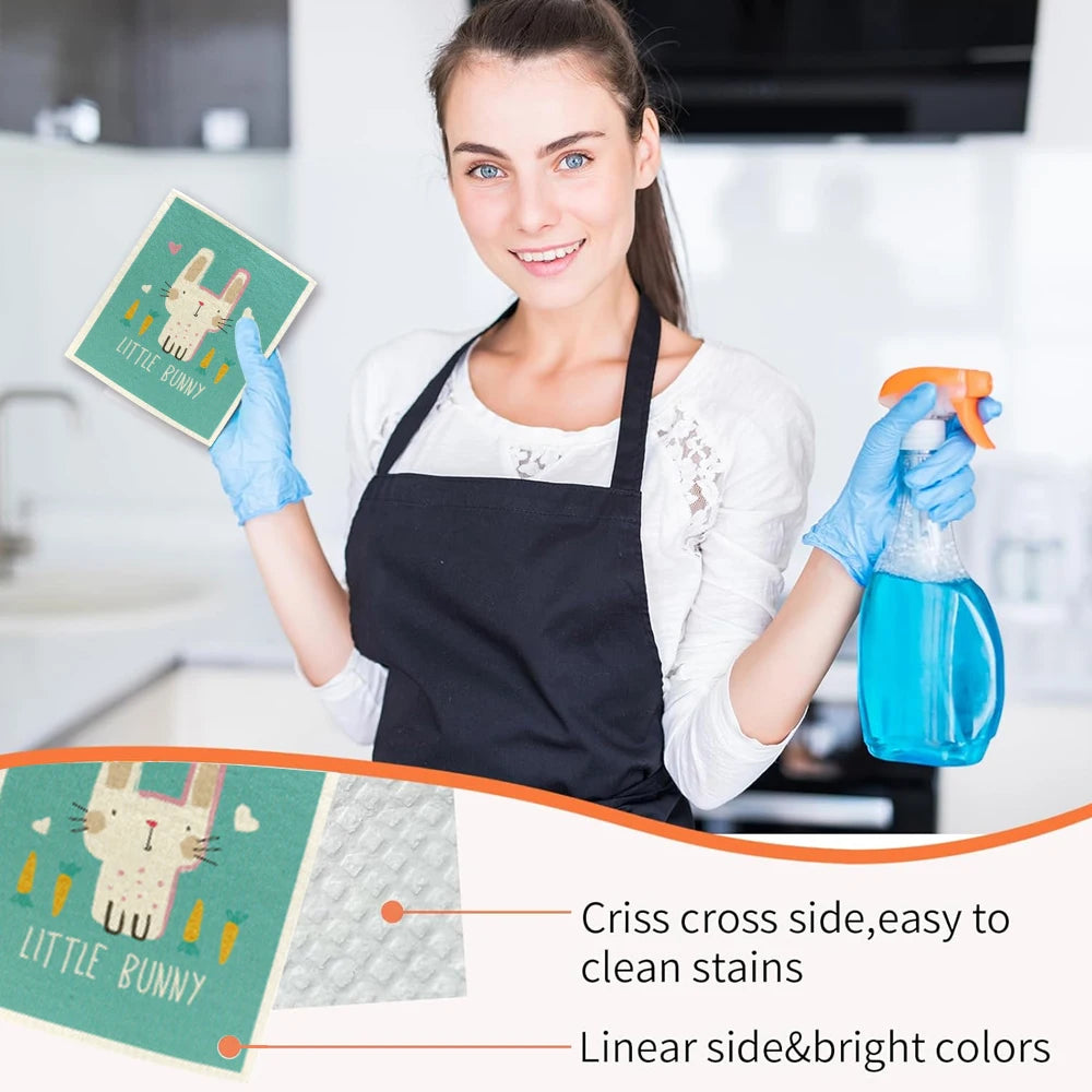 Kitchen Absorbent Sponge Cloths, Biodegradable, Dishwasher Safe