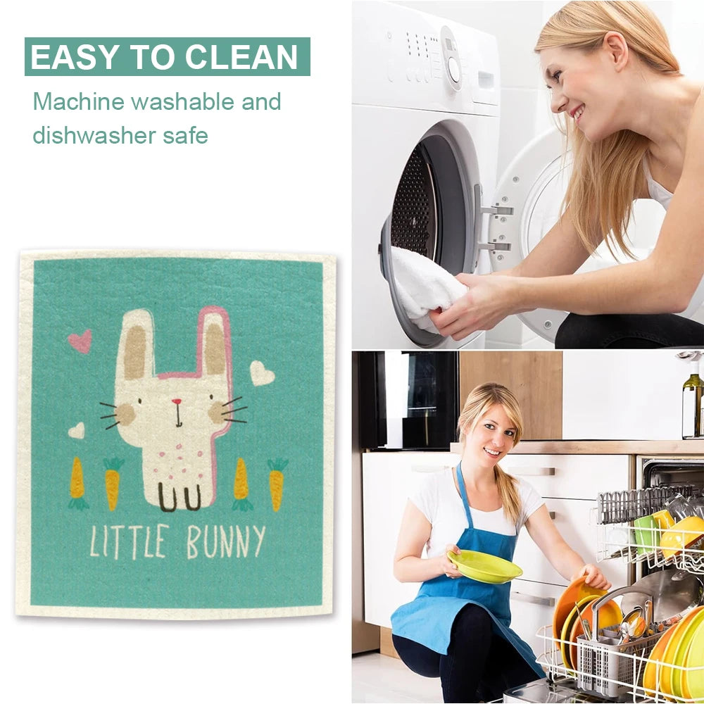 Kitchen Absorbent Sponge Cloths, Biodegradable, Dishwasher Safe