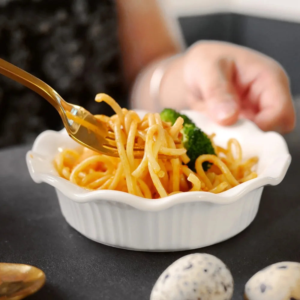 White Porcelain Round Glazed Baking Dish