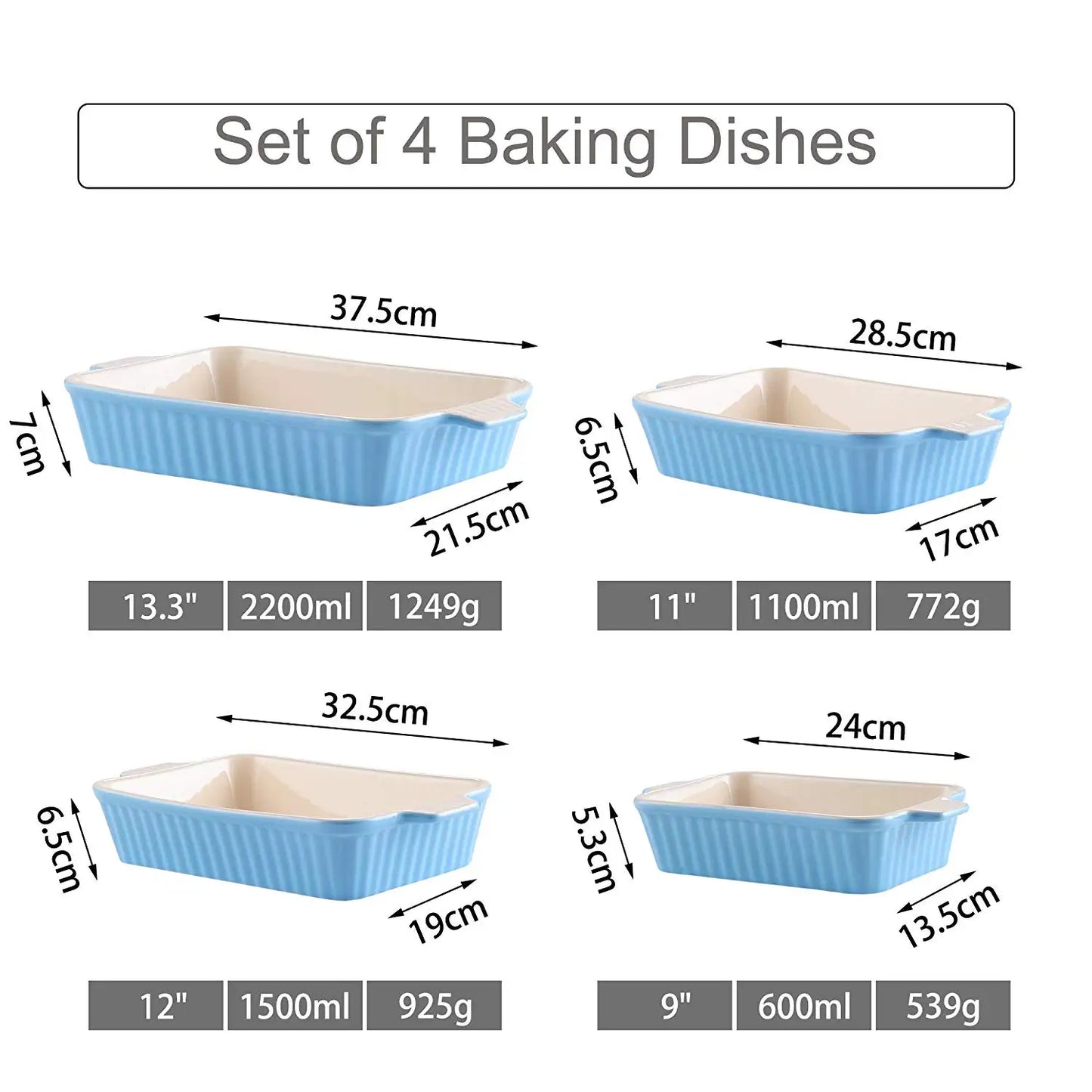 4-Piece Table Baking Dish Set(9"/11"/12"/13.3")