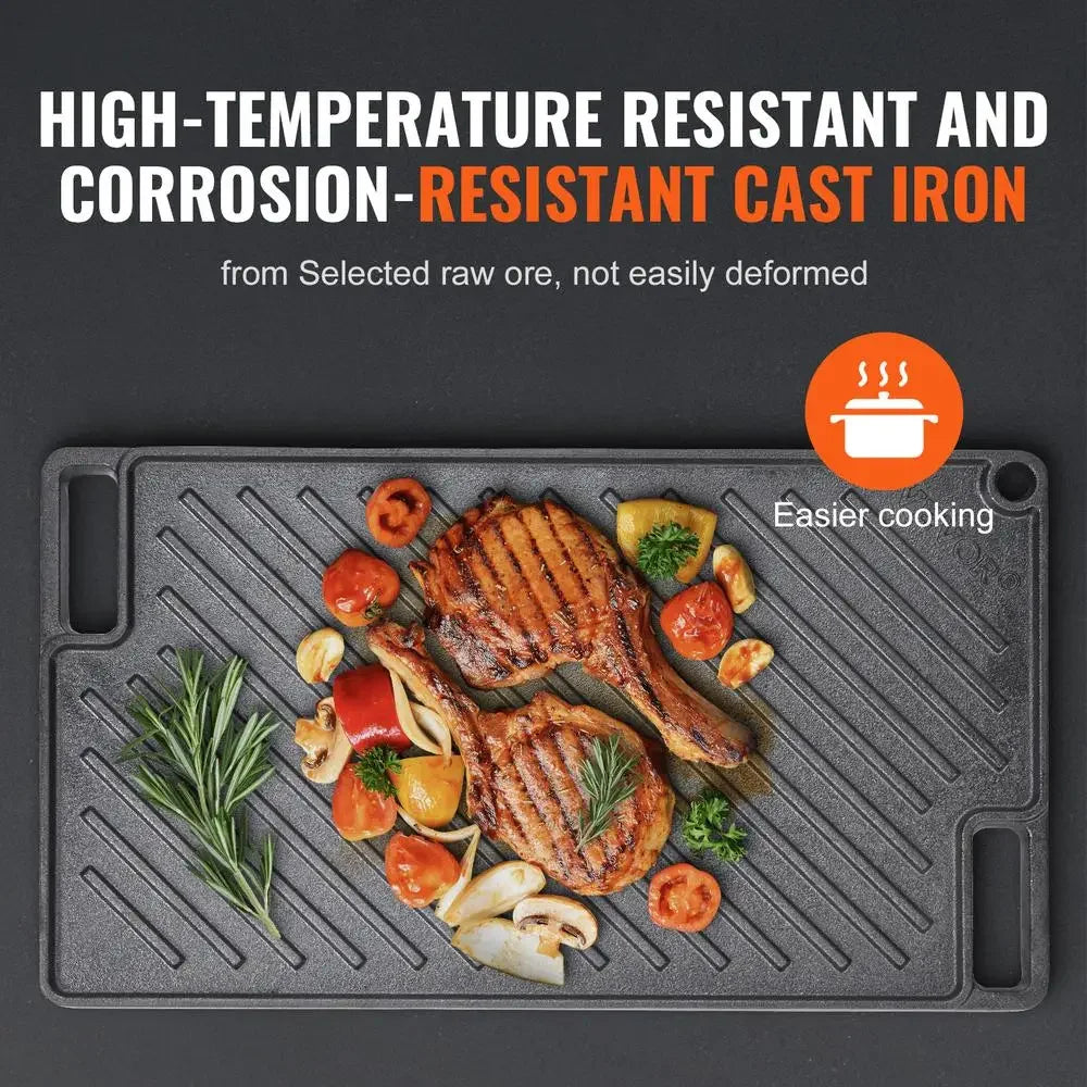 Cast Iron Reversible Grill Griddle Pan Seasoned