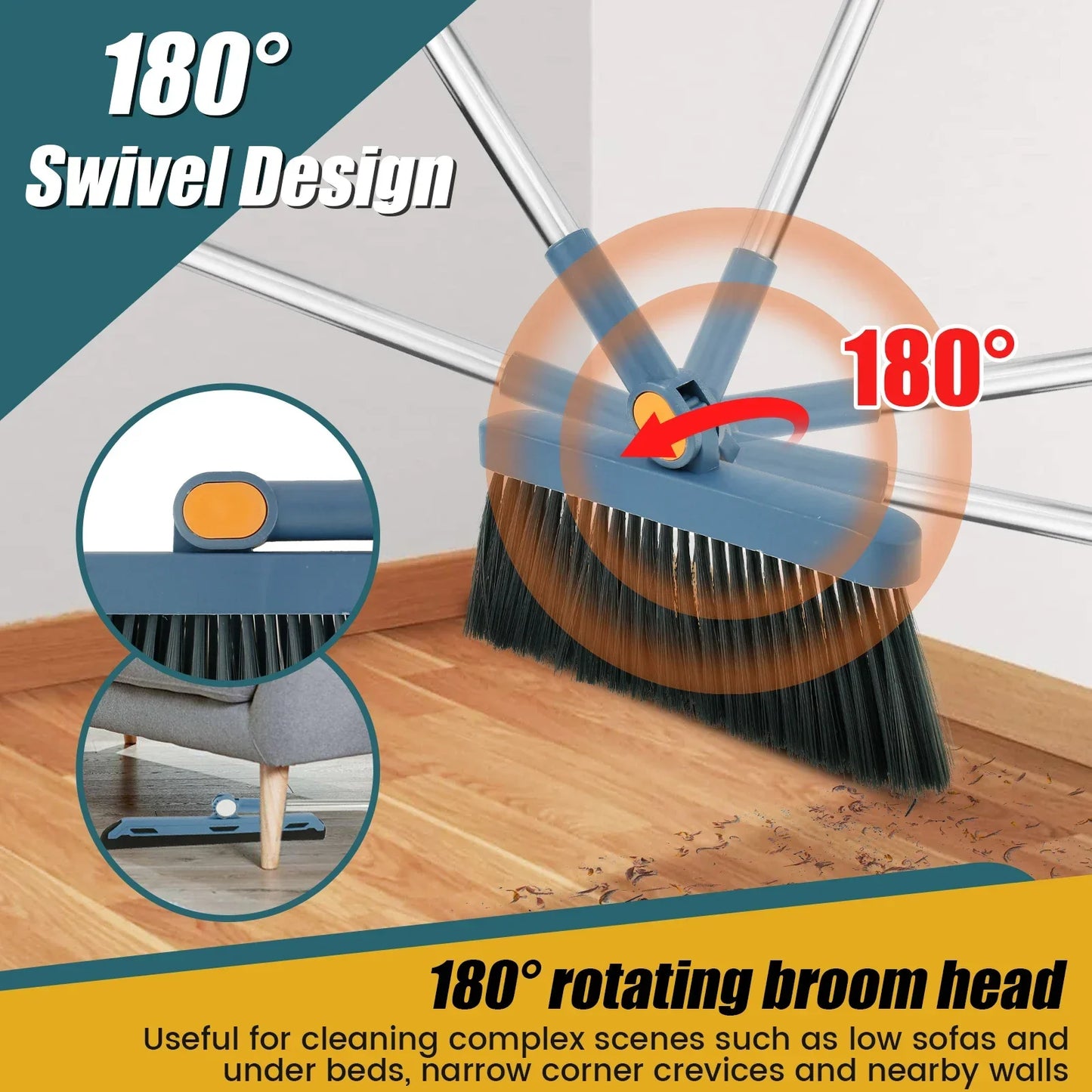 180°Rotating Brooms And Folding Dustpan Set