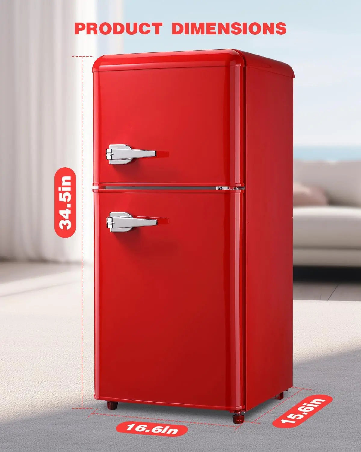 3.5 Cu.Ft Retro Fridge with Freezer Dual Door