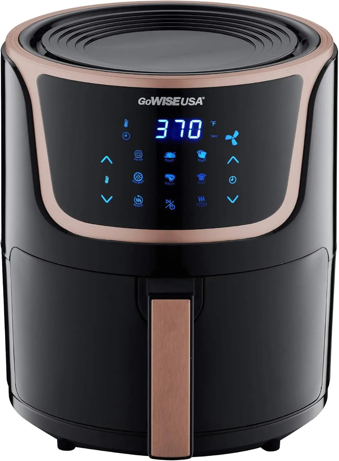 Air Fryer With Recipe Book, 5-QT, Black/Copper