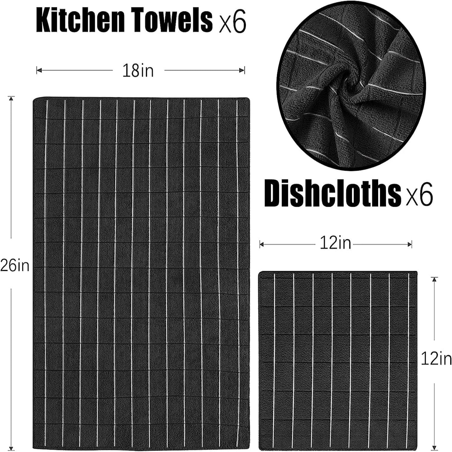 Microfiber Kitchen Towels and Dishcloths Set