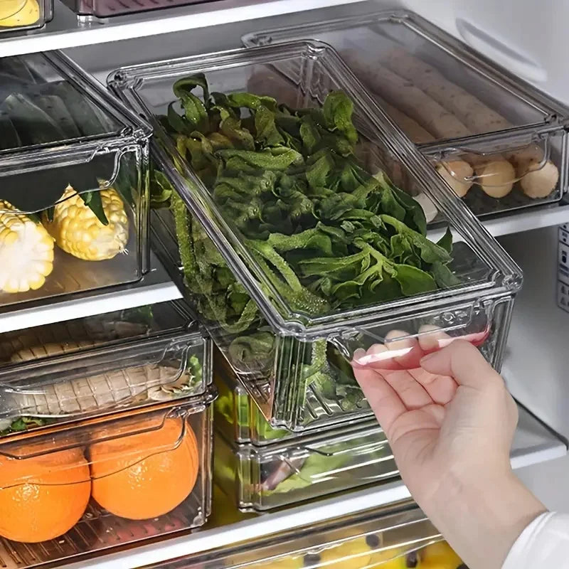 Fridge Organizer Stackable Bins with Lids