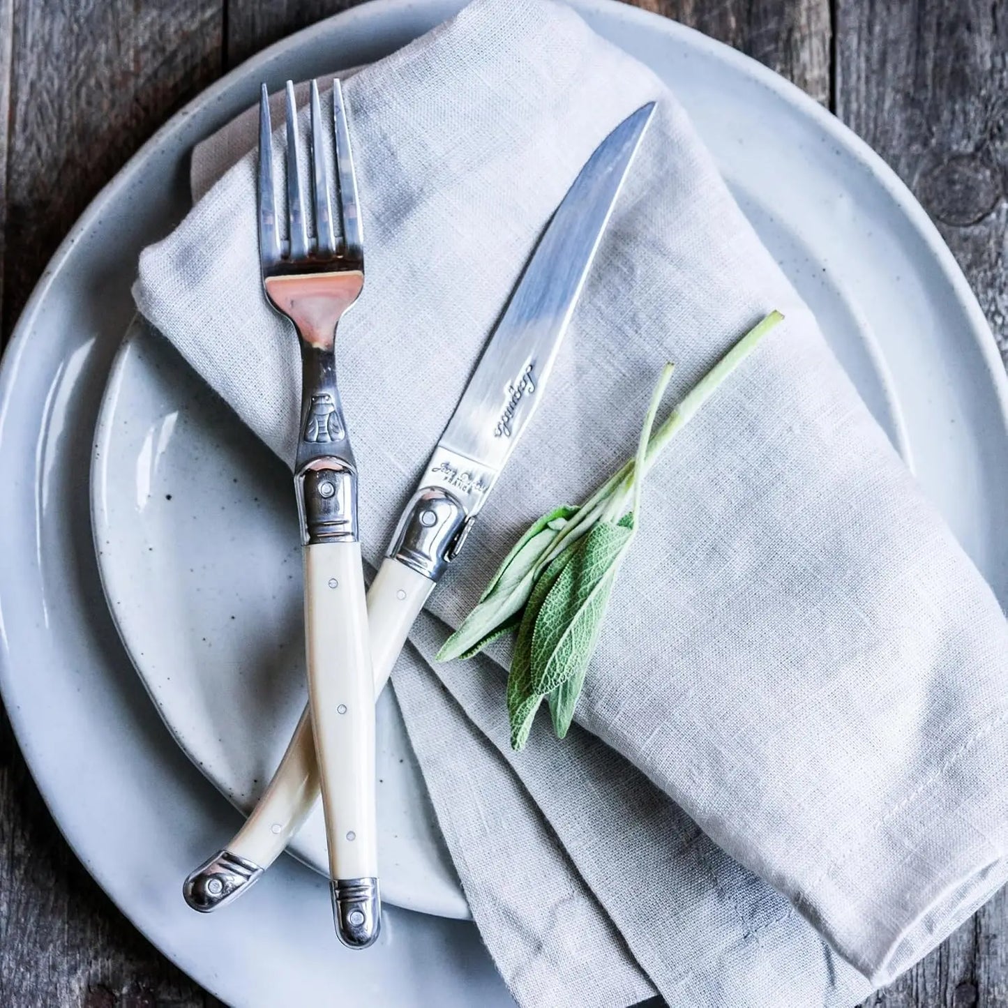 24-Piece Flatware Stainless Steel - Wooden Tray