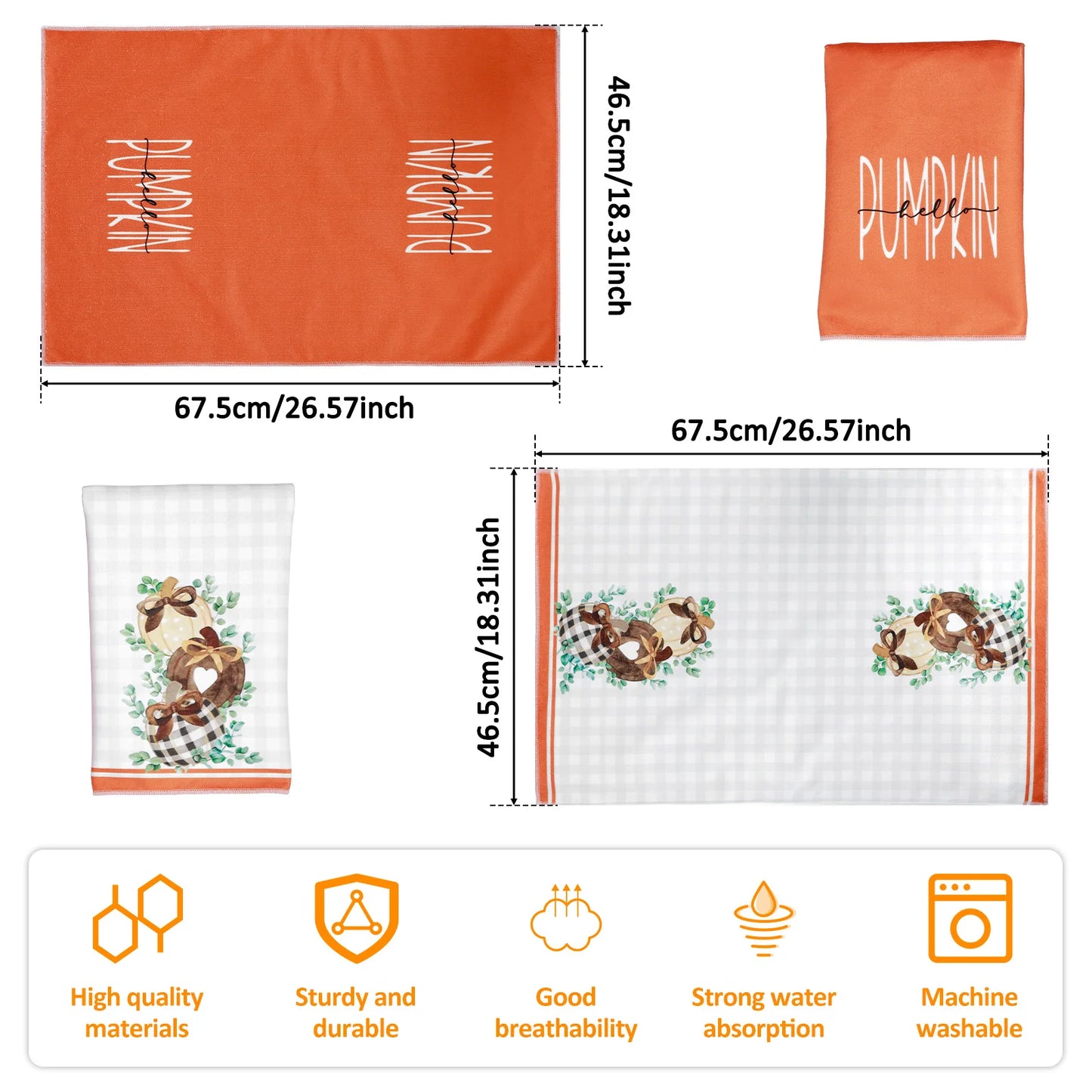 2Pcs Autumn Dish Towels Decor