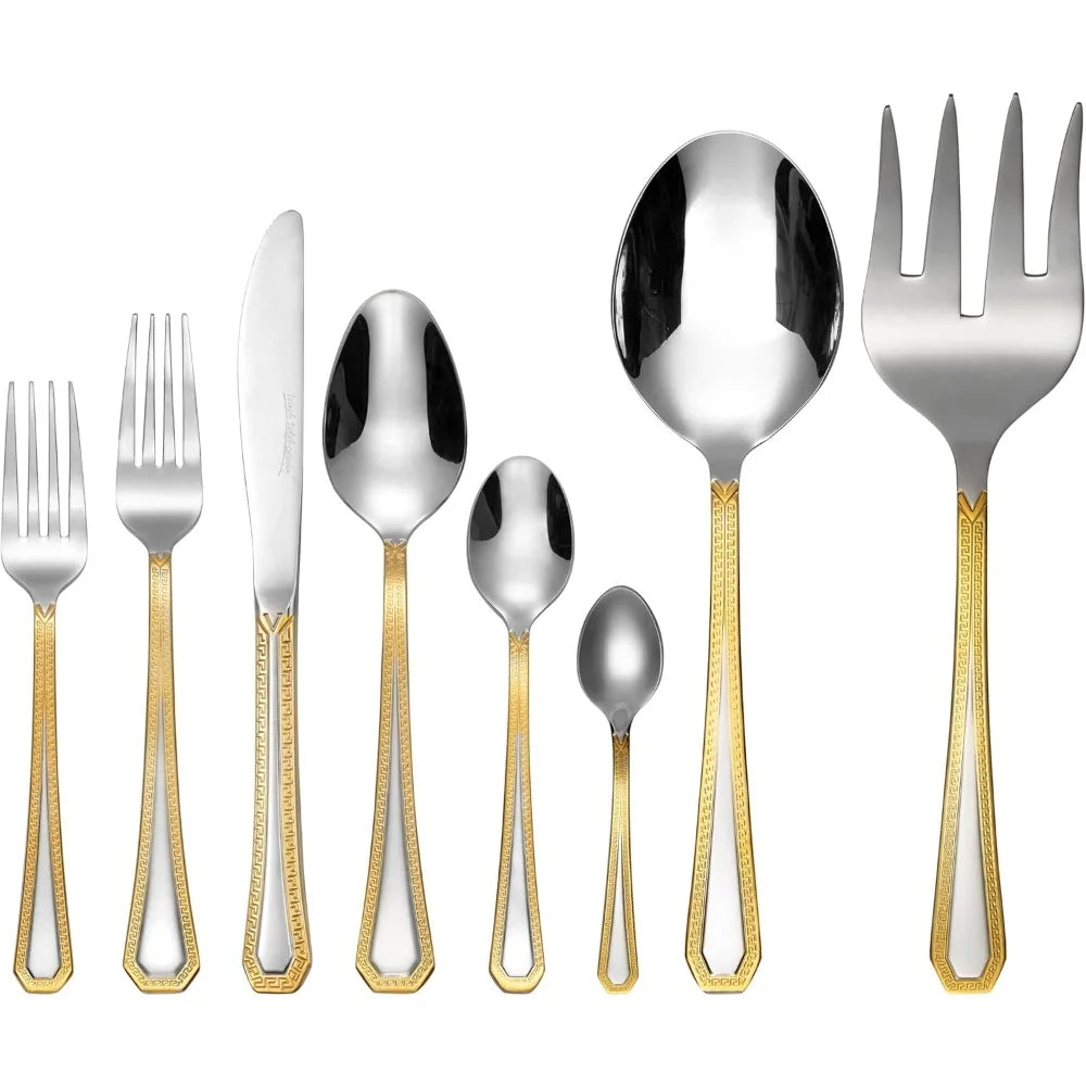 75-Pc Luxury Dining Silverware/Cutlery Service, 24 Kt