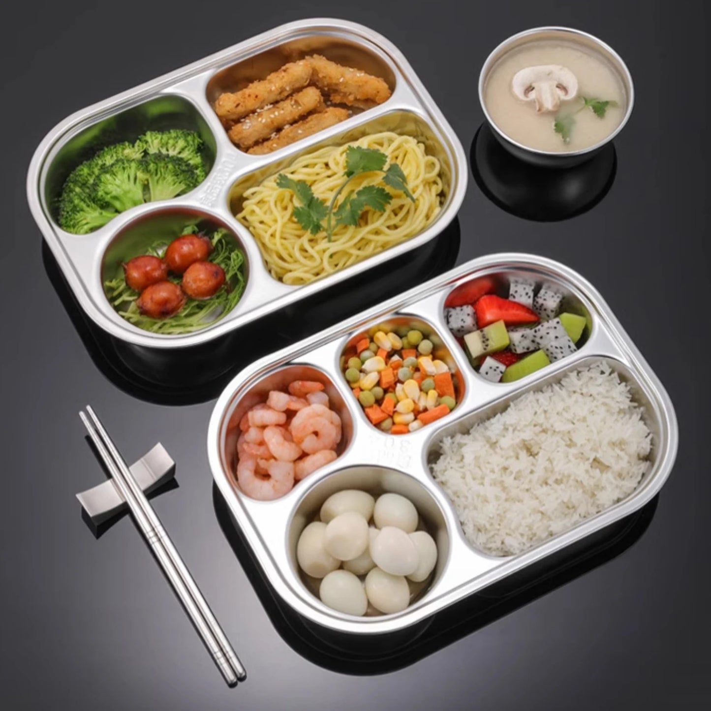 Stainless Steel Dinner Plate - 4/5 Compartments