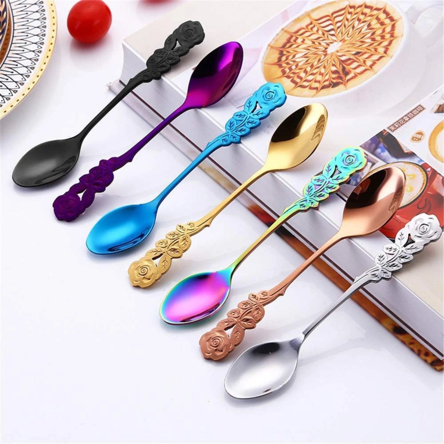 Rose Gold Flower Spoon Set