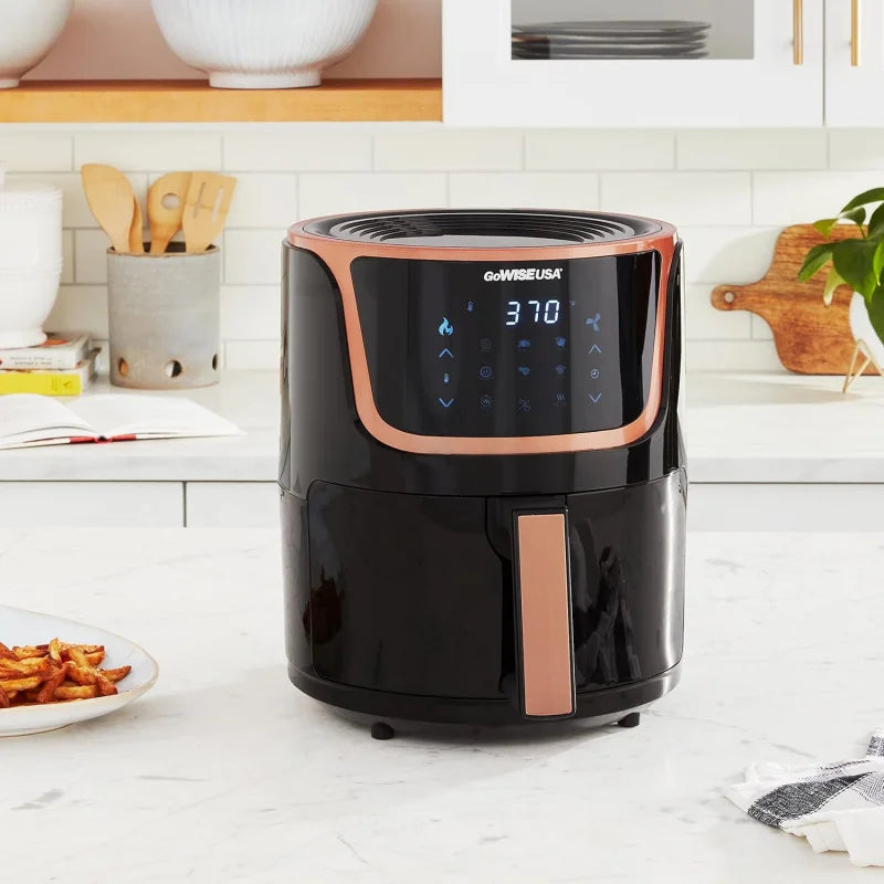 Air Fryer With Recipe Book, 5-QT, Black/Copper