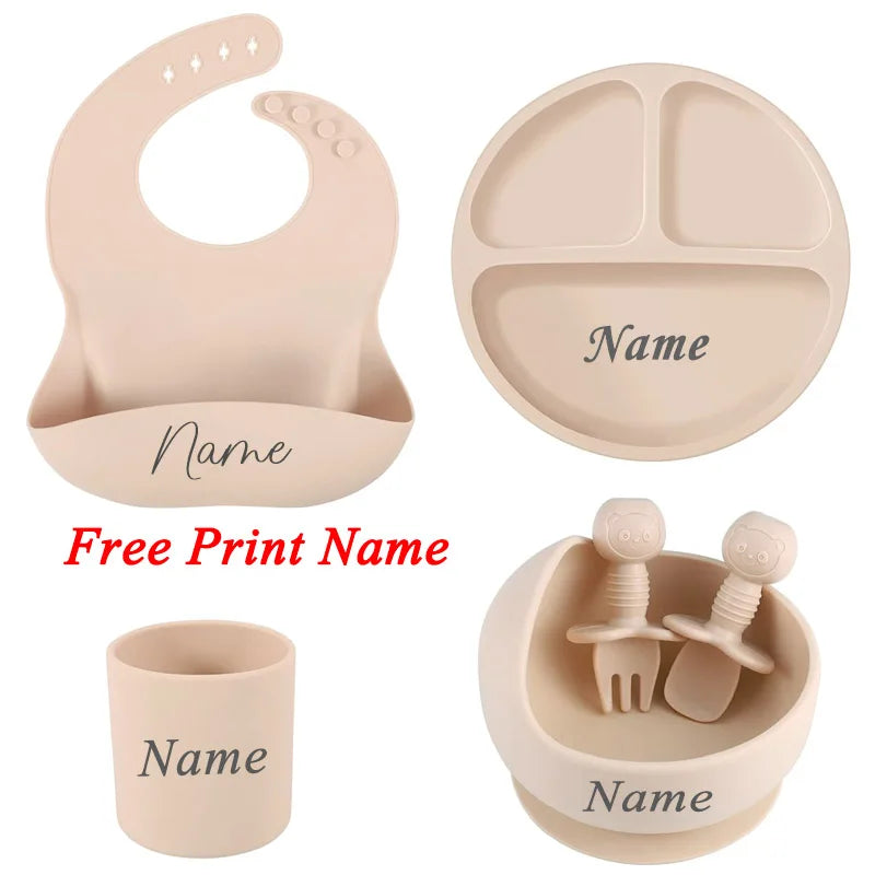 6Pcs Personalized Name Baby Feeding Set