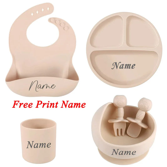 6Pcs Personalized Name Baby Feeding Set