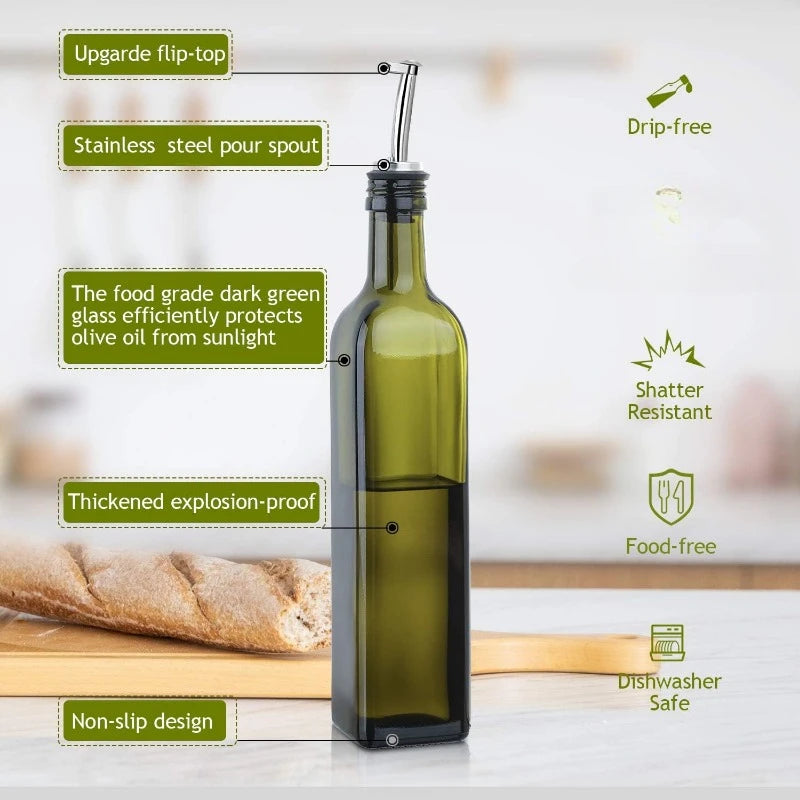 17 oz Glass Olive Oil Dispenser Bottle Set