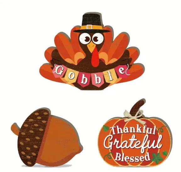 2d Fall Thanksgiving Turkey Wooden Sign