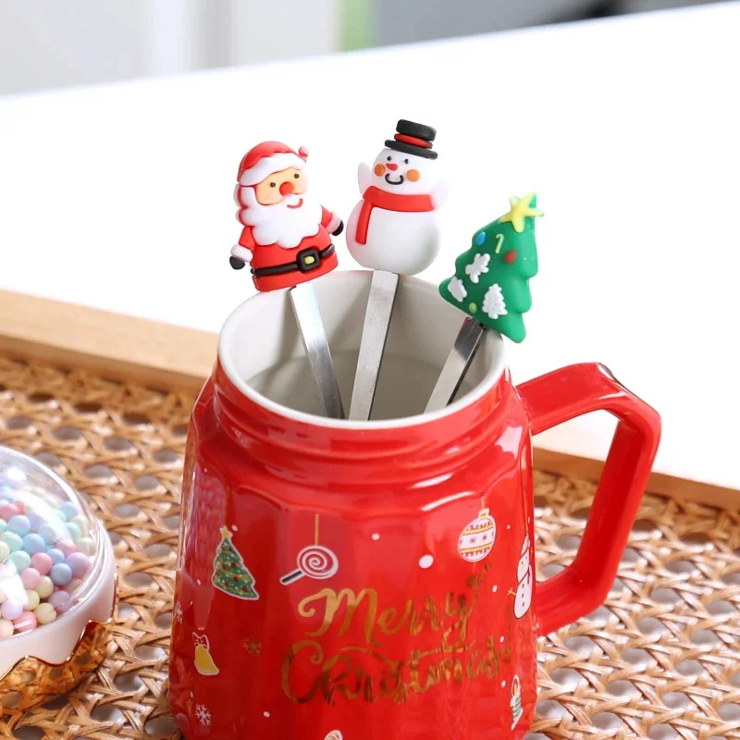 Christmas Mugs With Lid And Spoon