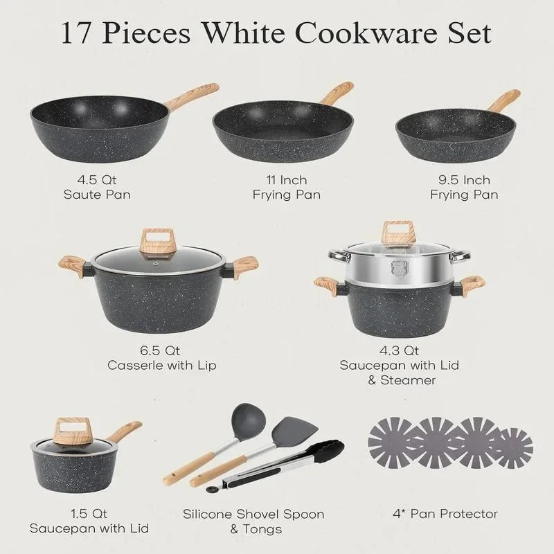 Induction Cookware Nonstick Granite Cooking Set