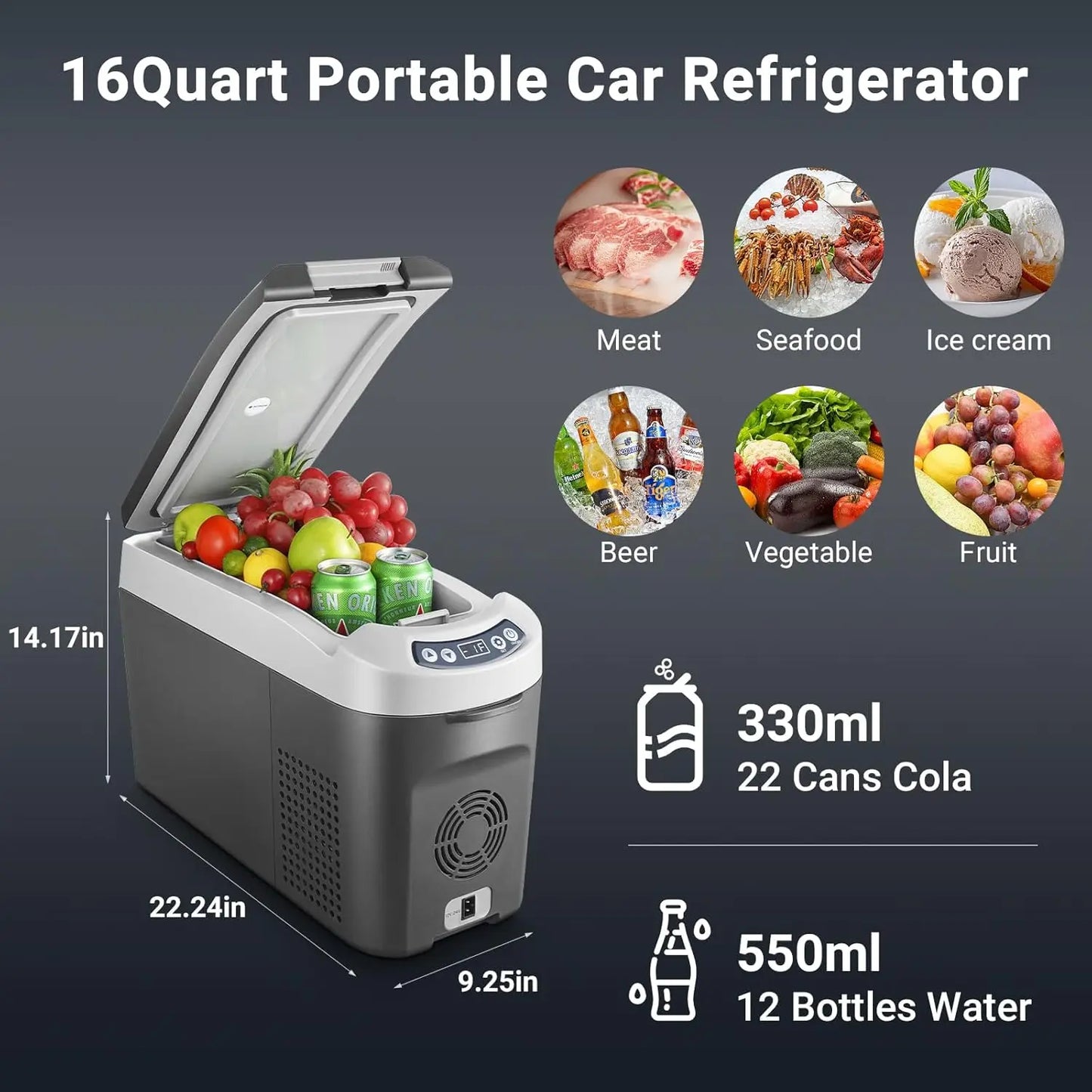 12 Volt Car Refrigerator 16 Quart