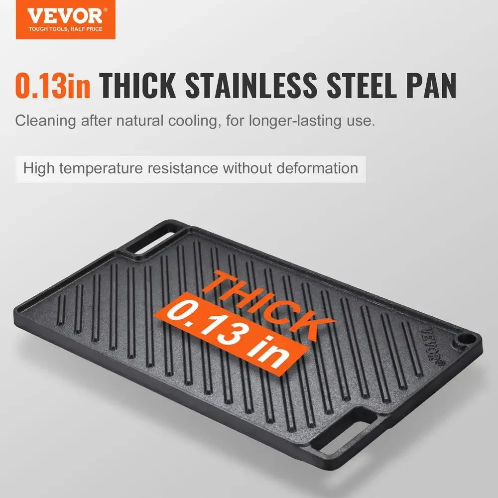 Cast Iron Reversible Grill Griddle Pan Seasoned