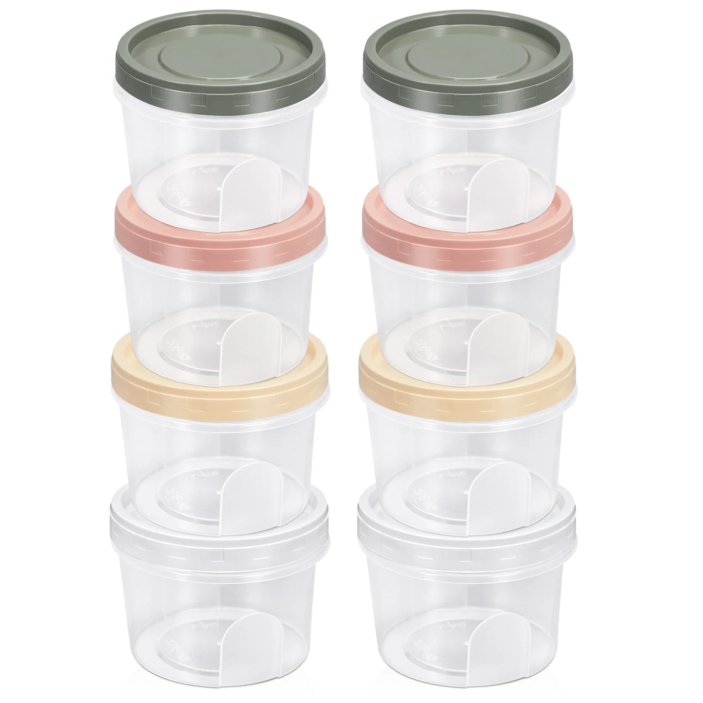 Round Plastic Containers with Lids, Reuseable Small Freezer Storage Container Jars with Screw Lid Microwave Safe for Food Snacks