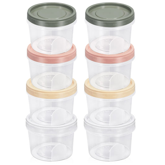 Round Plastic Containers with Lids, Reuseable Small Freezer Storage Container Jars with Screw Lid Microwave Safe for Food Snacks