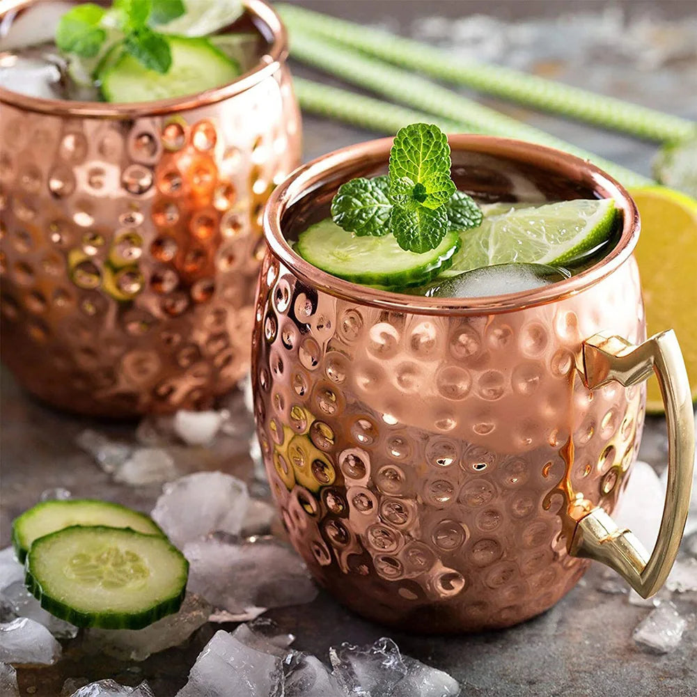 8Pcs Wine Glasses Moscow Mule Copper Mugs