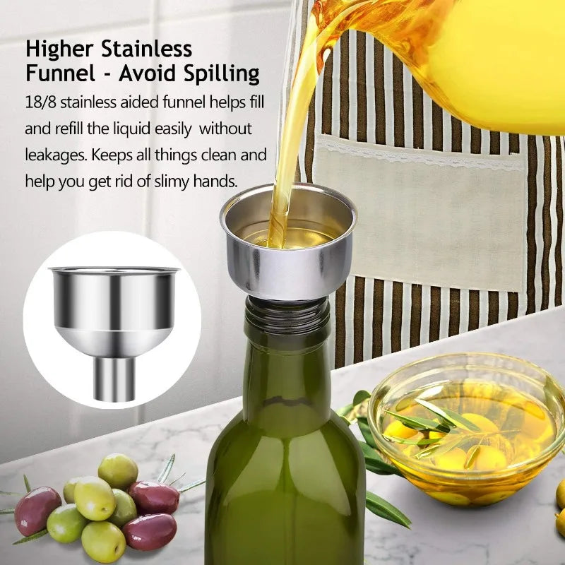 17 oz Glass Olive Oil Dispenser Bottle Set