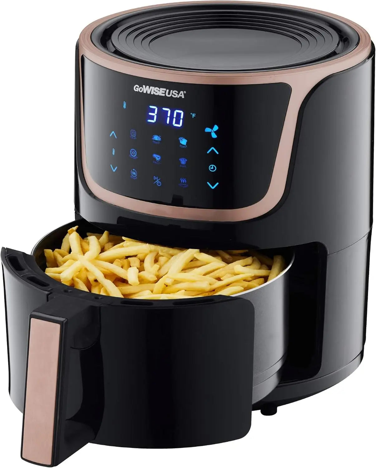 Air Fryer With Recipe Book, 5-QT, Black/Copper