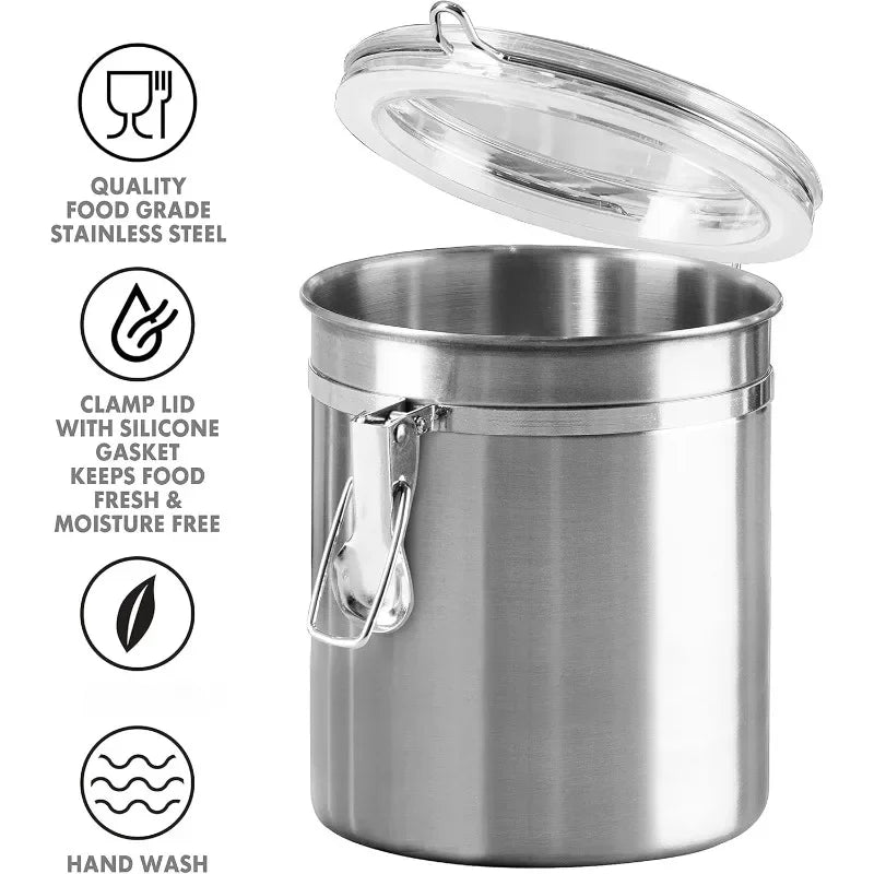 Set of 4 Stainless Steel Kitchen Canisters