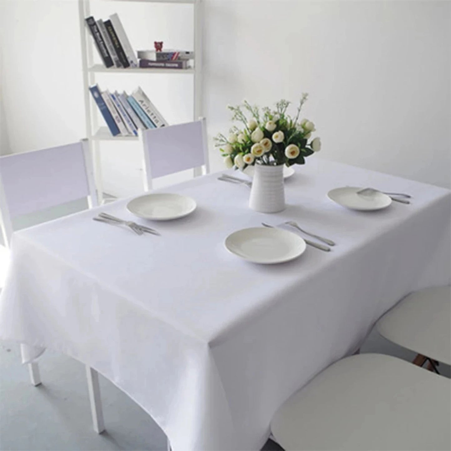 Elegant, waterproof white tablecloth