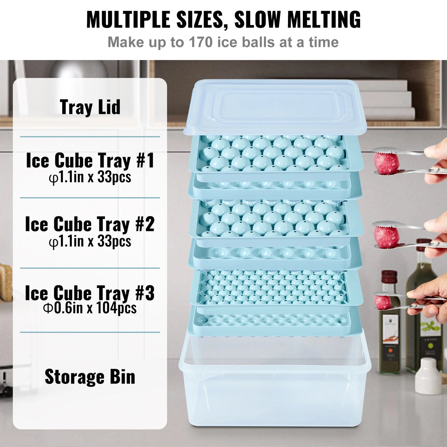 170 pcs Round Ice Ball Cube Maker