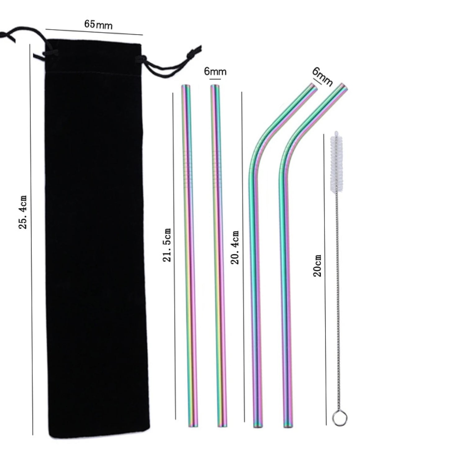 Stainless Steel Reusable 5 Piece Straw Set