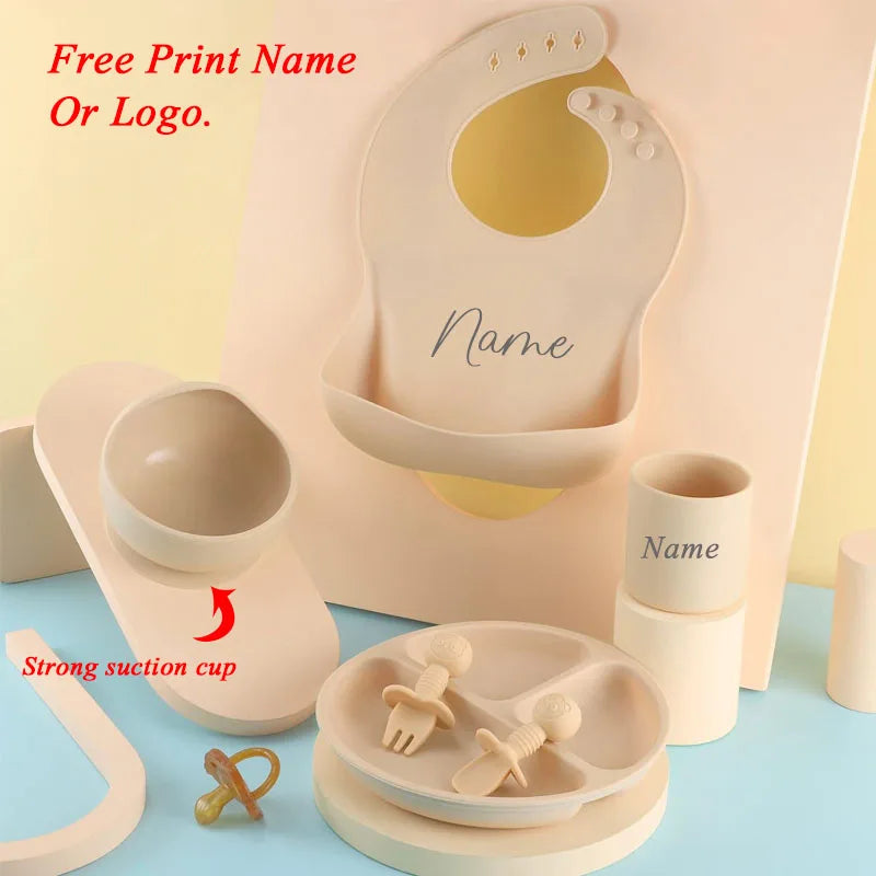 6Pcs Personalized Name Baby Feeding Set