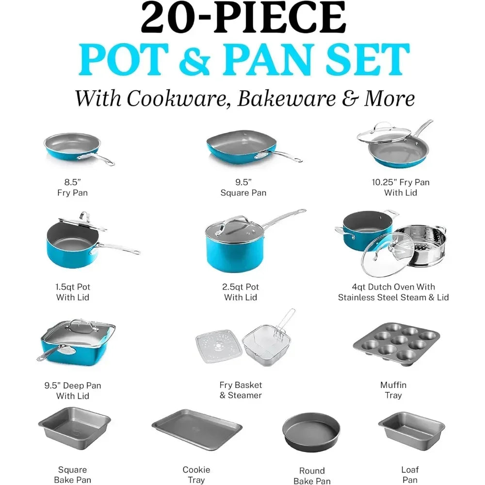 20 Piece Nonstick Ceramic Cookware Set