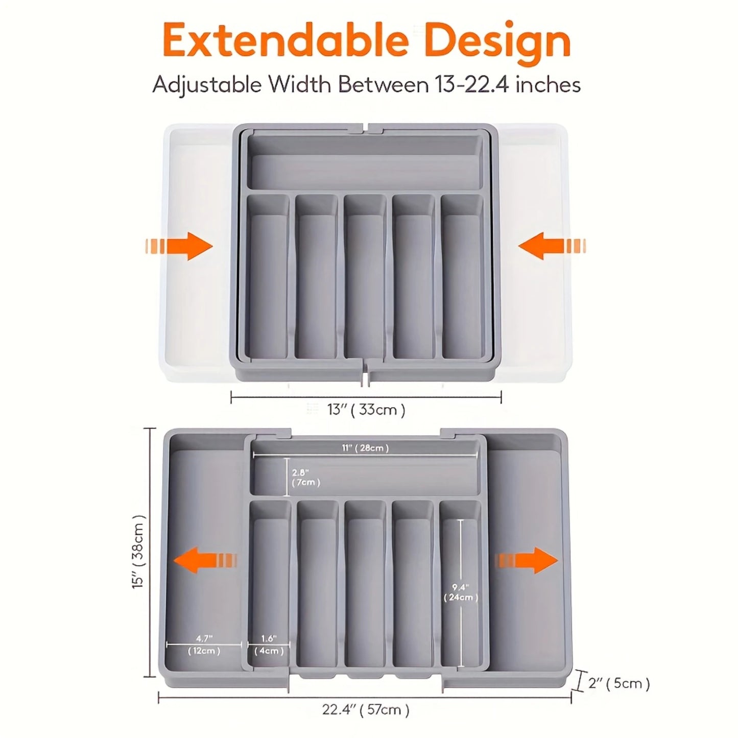 Adjustable Flatware Drawer Organizer Tray