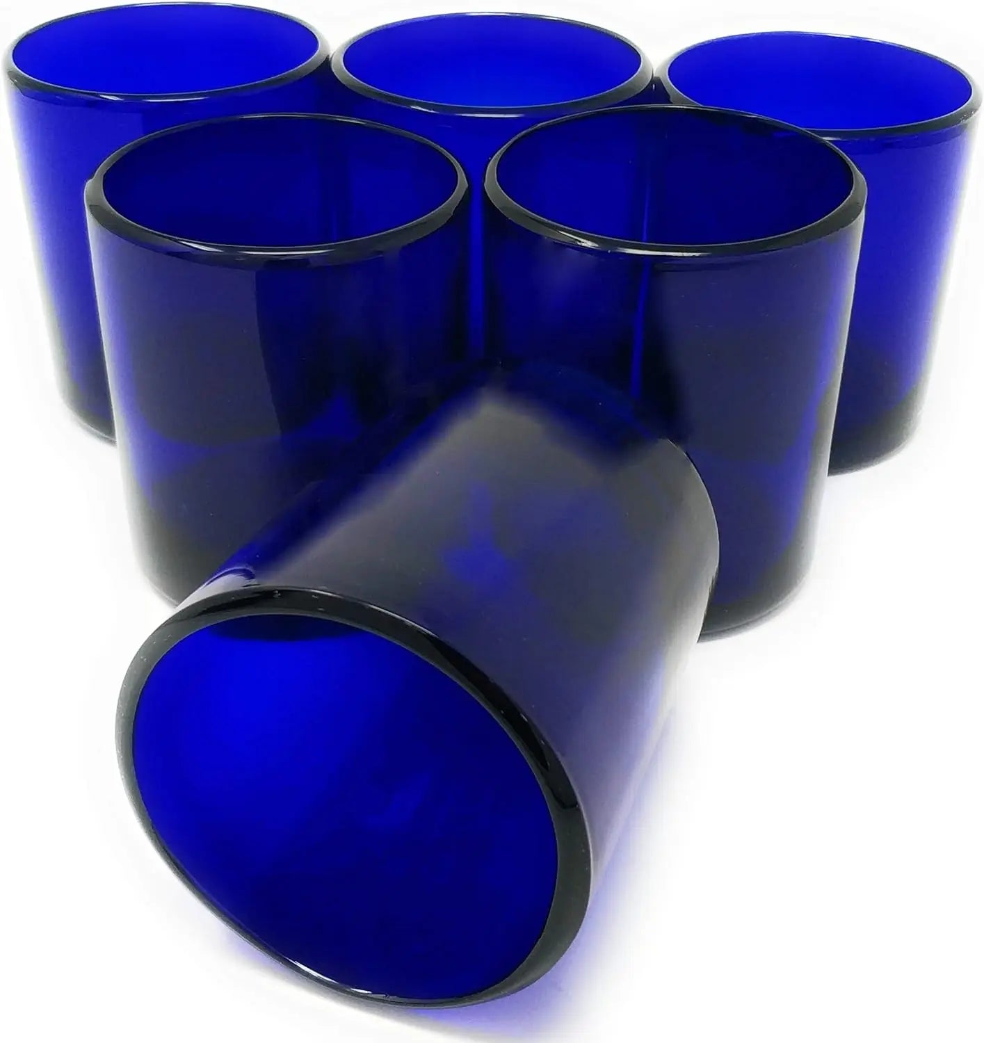 Set of 6 Cobalt Hand Blown Mexican Glasses