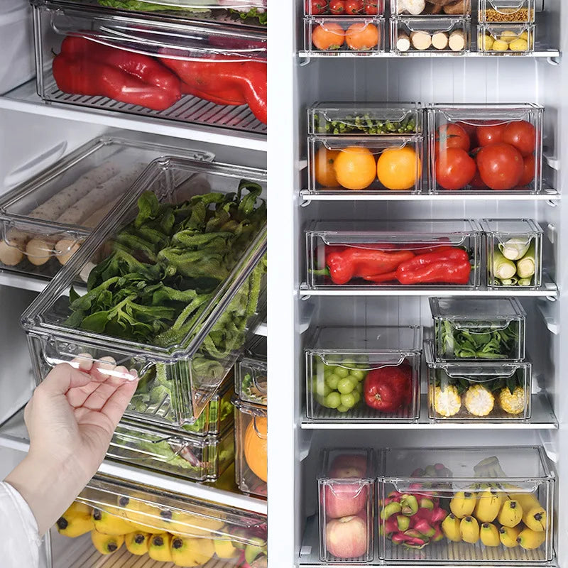 Fridge Organizer Stackable Bins with Lids