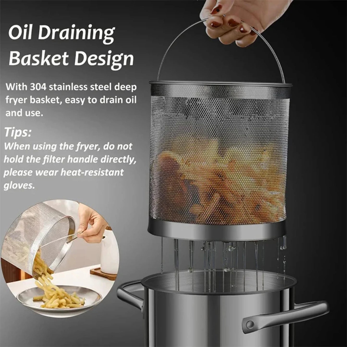 Stainless Steel Japanese Tempura Deep Fryer Pot