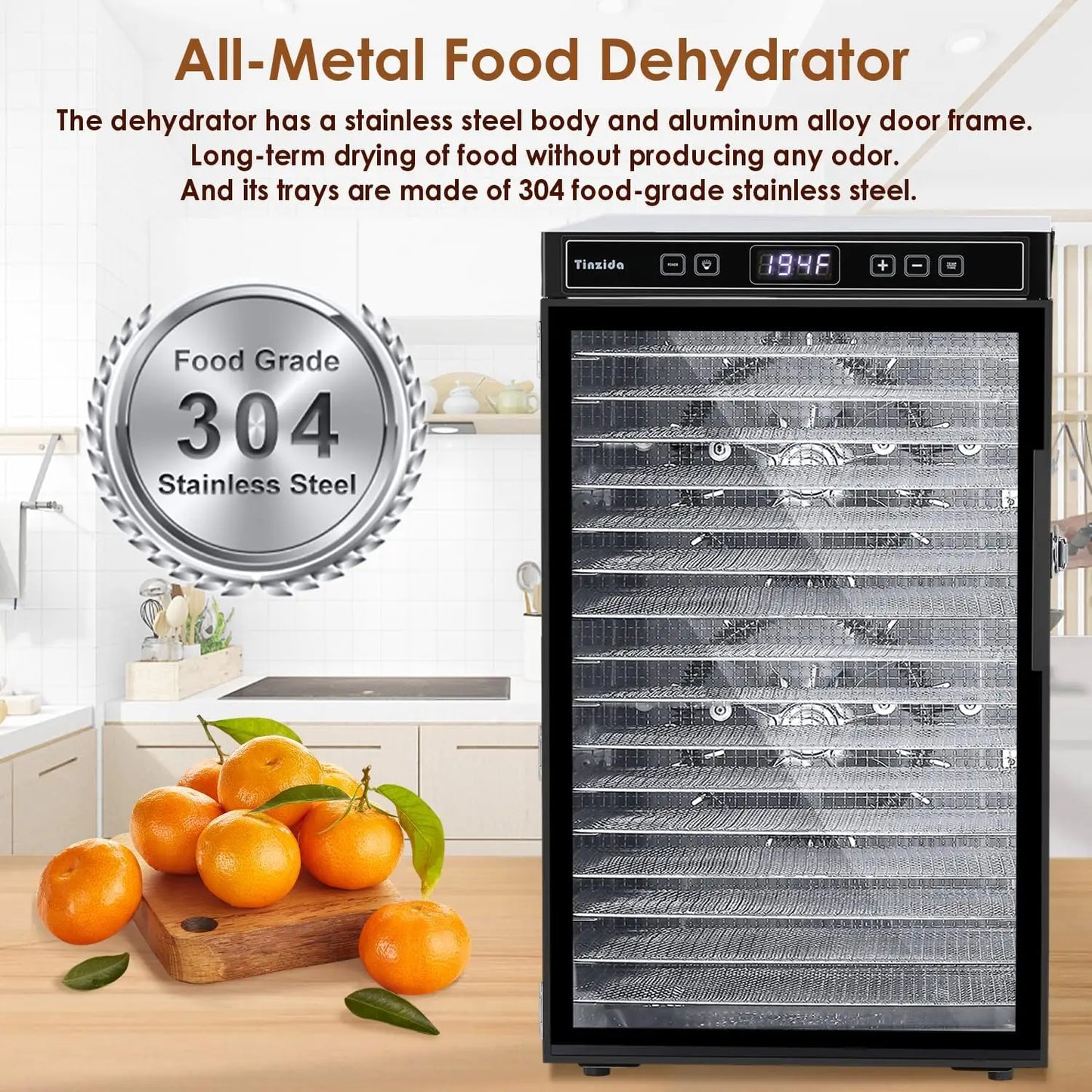 Large Food Dehydrator 16 Stainless Steel Trays