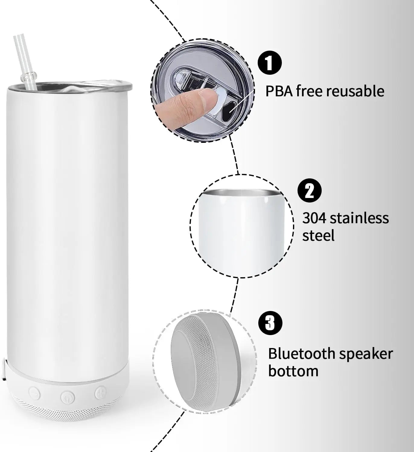 6 Pack Stainless Steel Tumbler/Straw And Lid