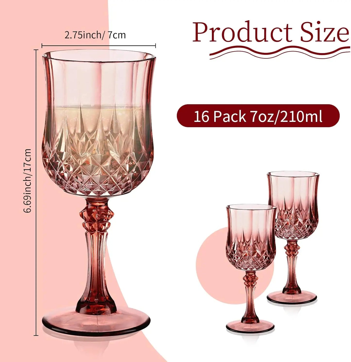 7oz Plastic Vintage Rose Gold Drinking Glasses