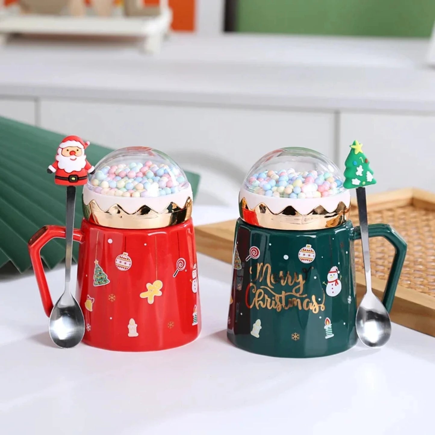 Christmas Mugs With Lid And Spoon