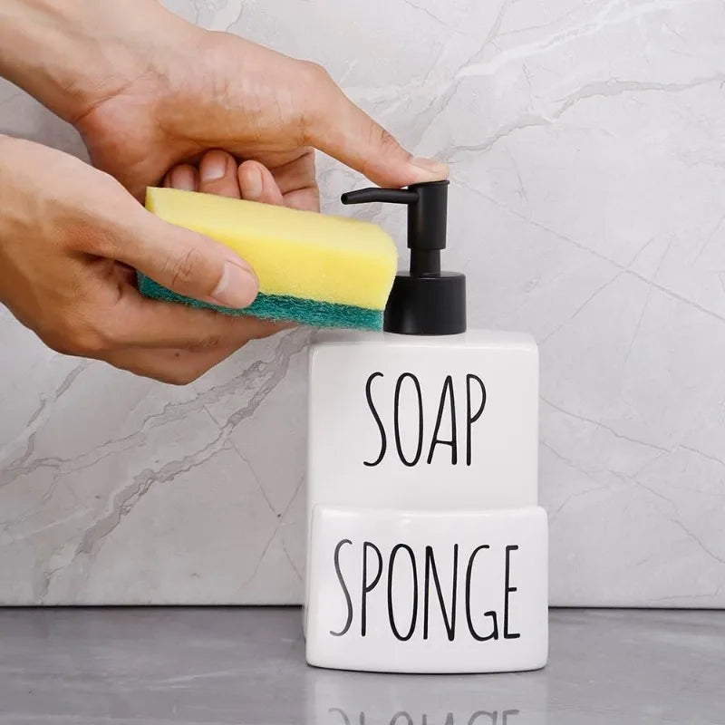 Ceramic  2-in-1 Soap Dispenser,Sponge Holder