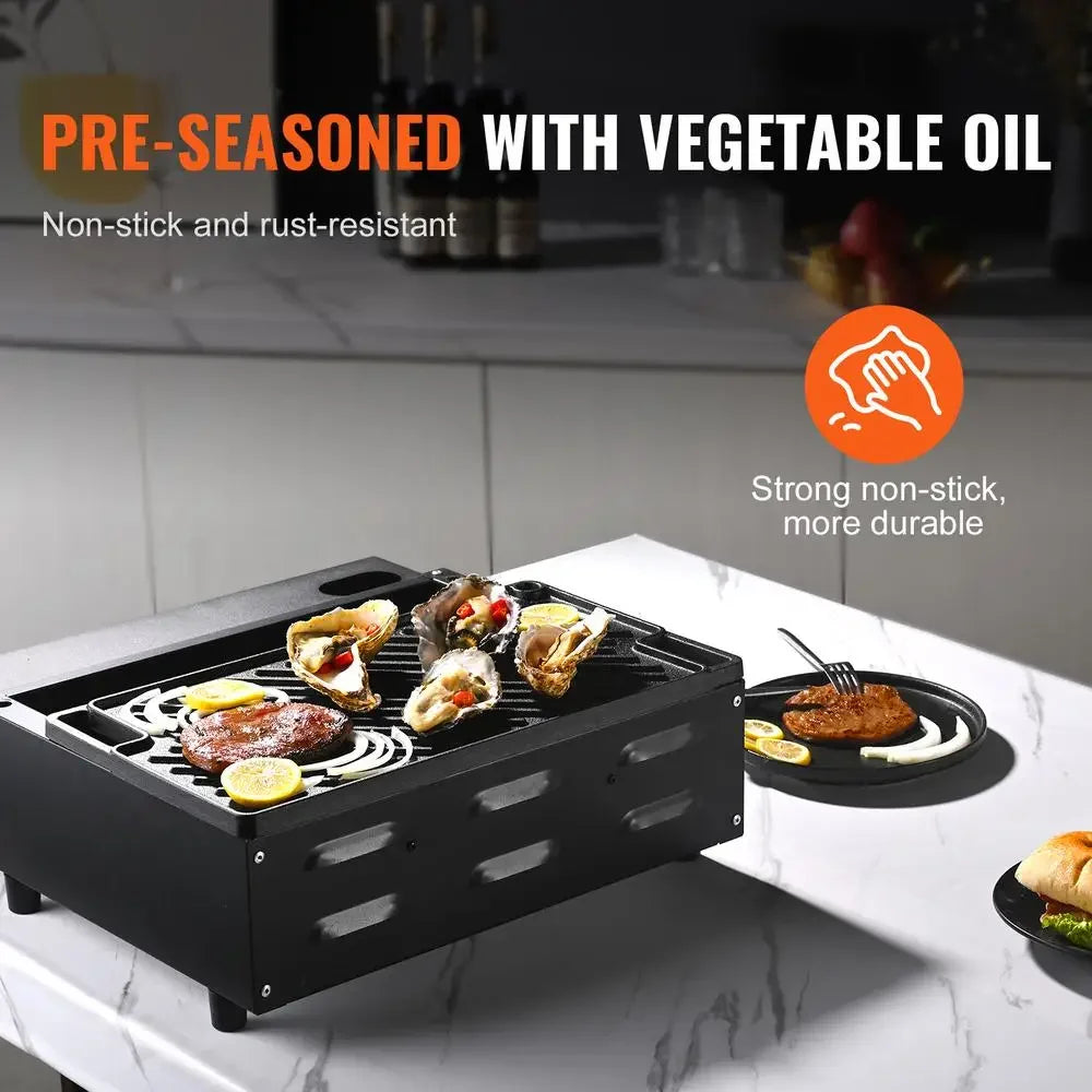 Cast Iron Reversible Grill Griddle Pan Seasoned