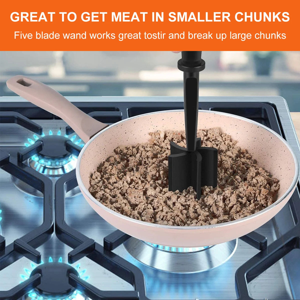 Non Stick Meat Chopper with Handle Meat Masher Heat Resistant Multifunctional Hamburger Chopper Beef Masher for Home Kitchen