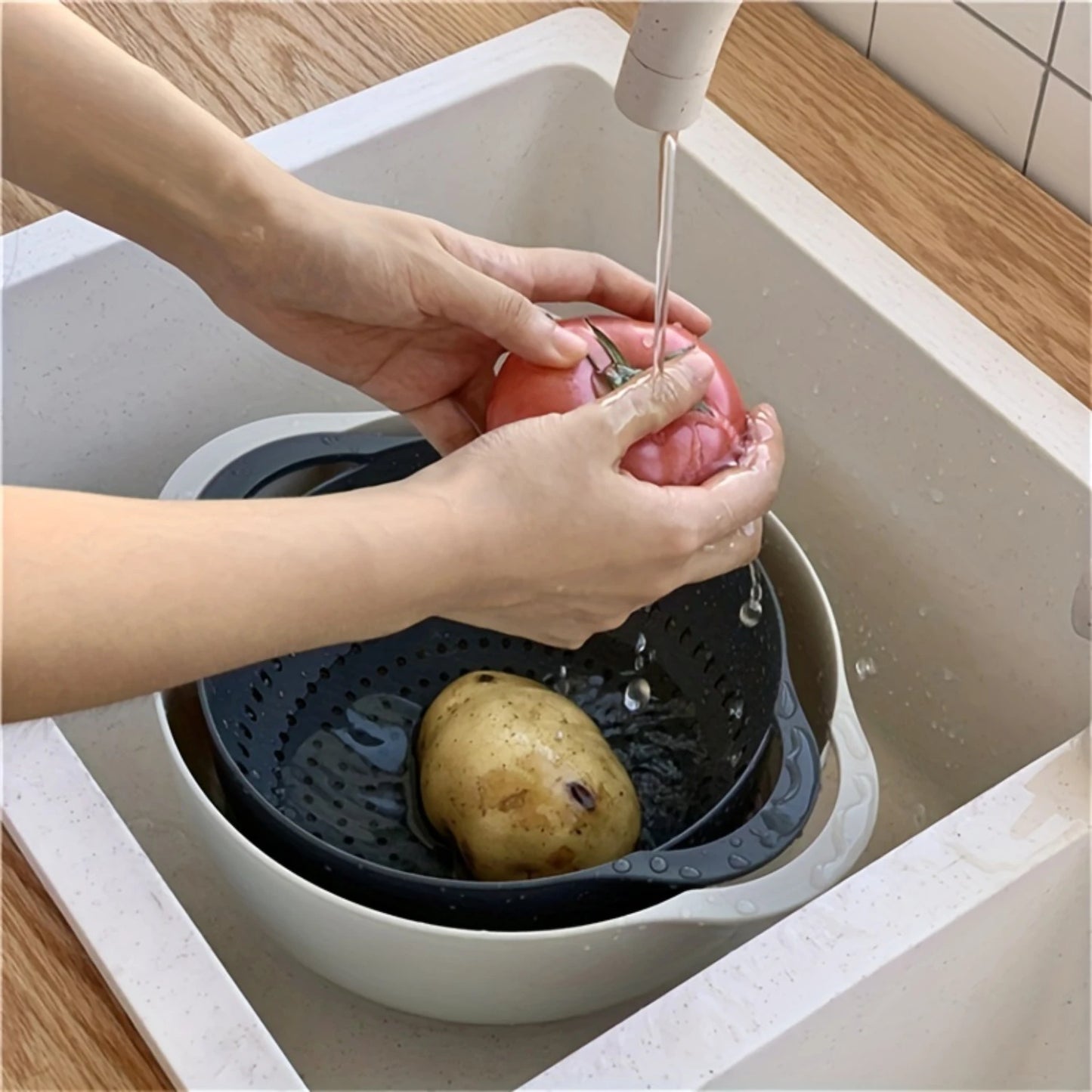 Nesting Bowls With Measuring Cups Colander And Sifter