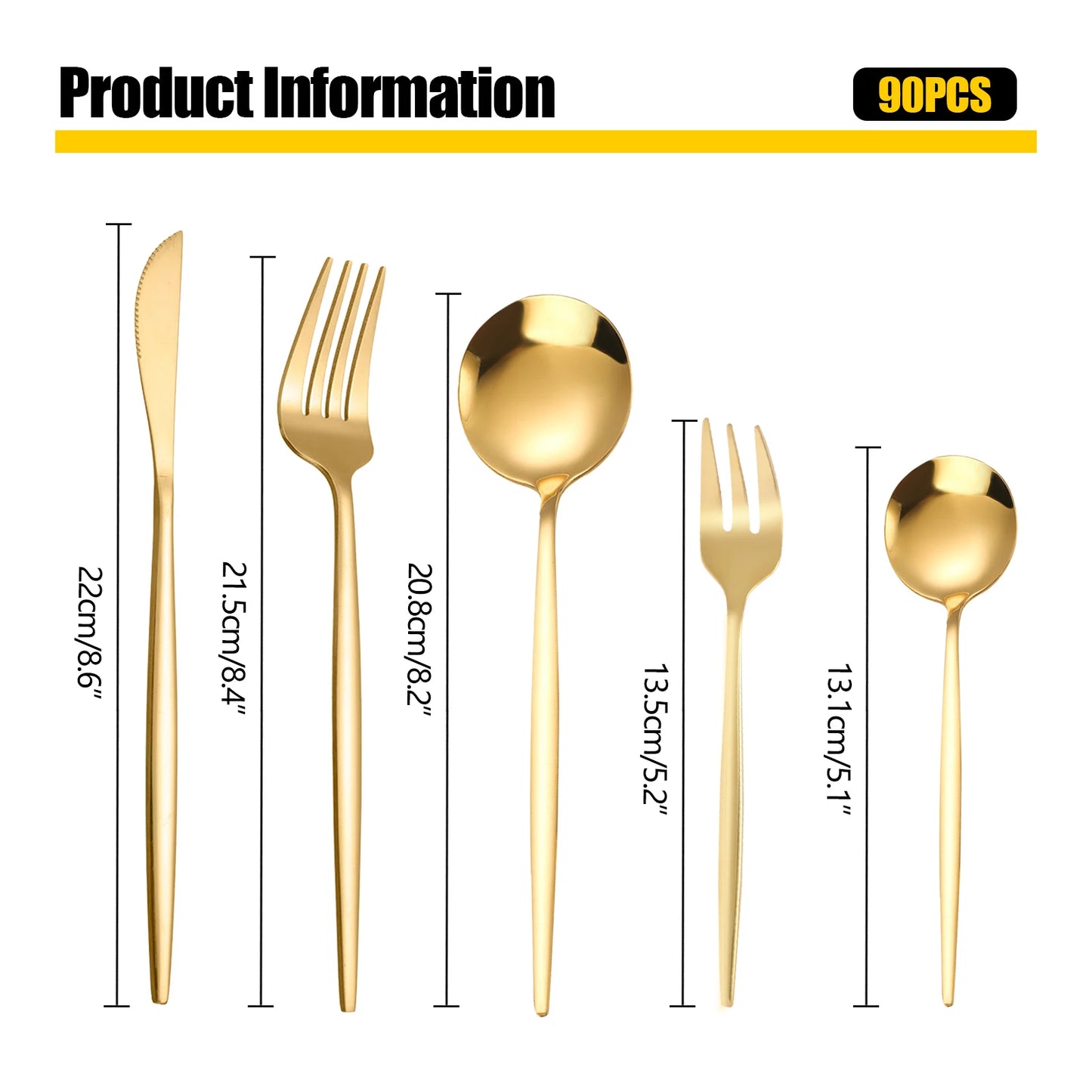 Gold Flatware Set Stainless Steel Silverware