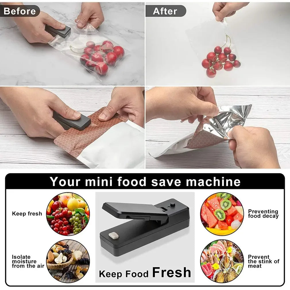 USB Charging Mini Vacuum Sealer for Plastic Bags