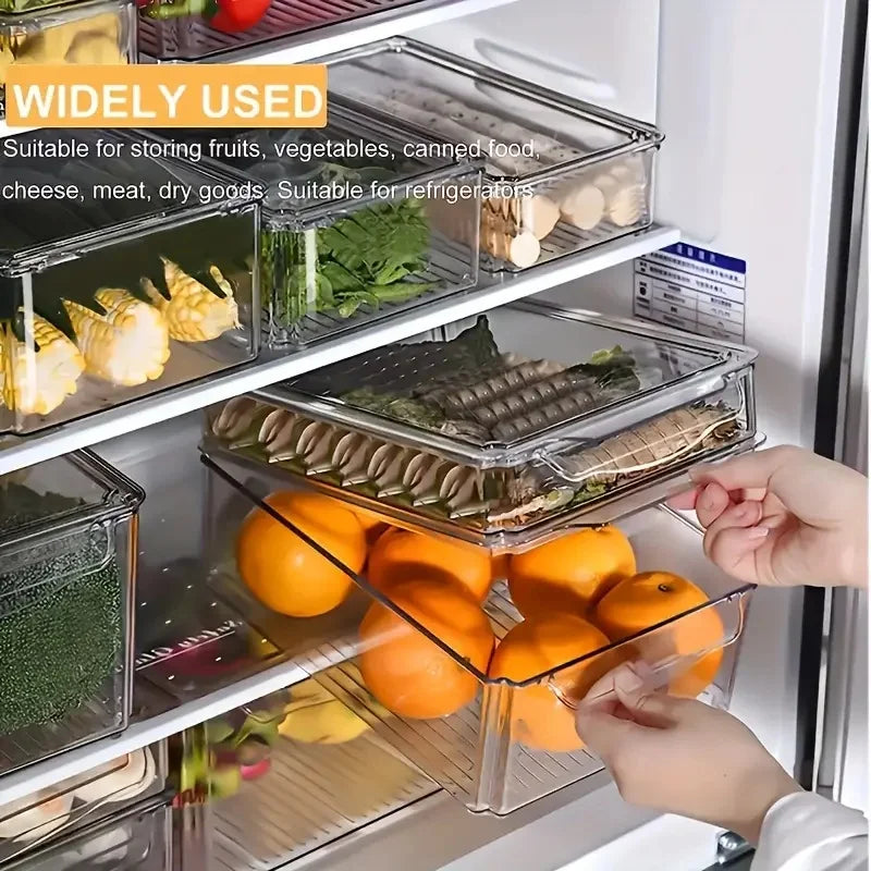 Fridge Organizer Stackable Bins with Lids